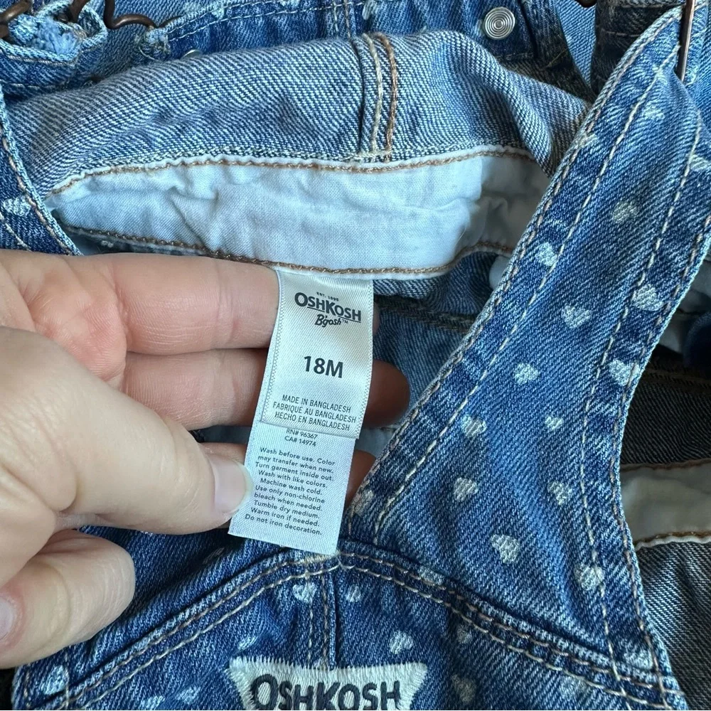 OSHKOSH B'GOSH Blue Denim Heart Polka Dot Kids 18‎ Month Overalls
